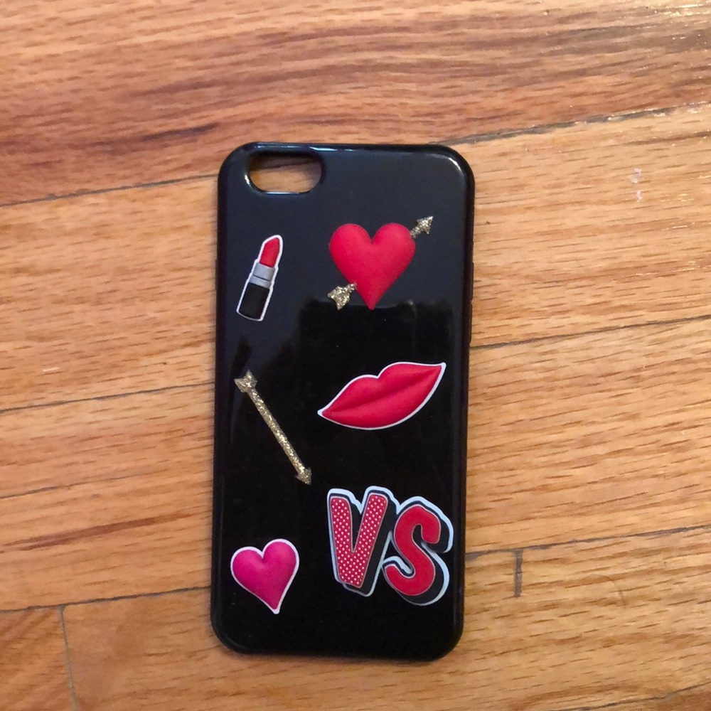 Black Victoria secret phone case with red designs
